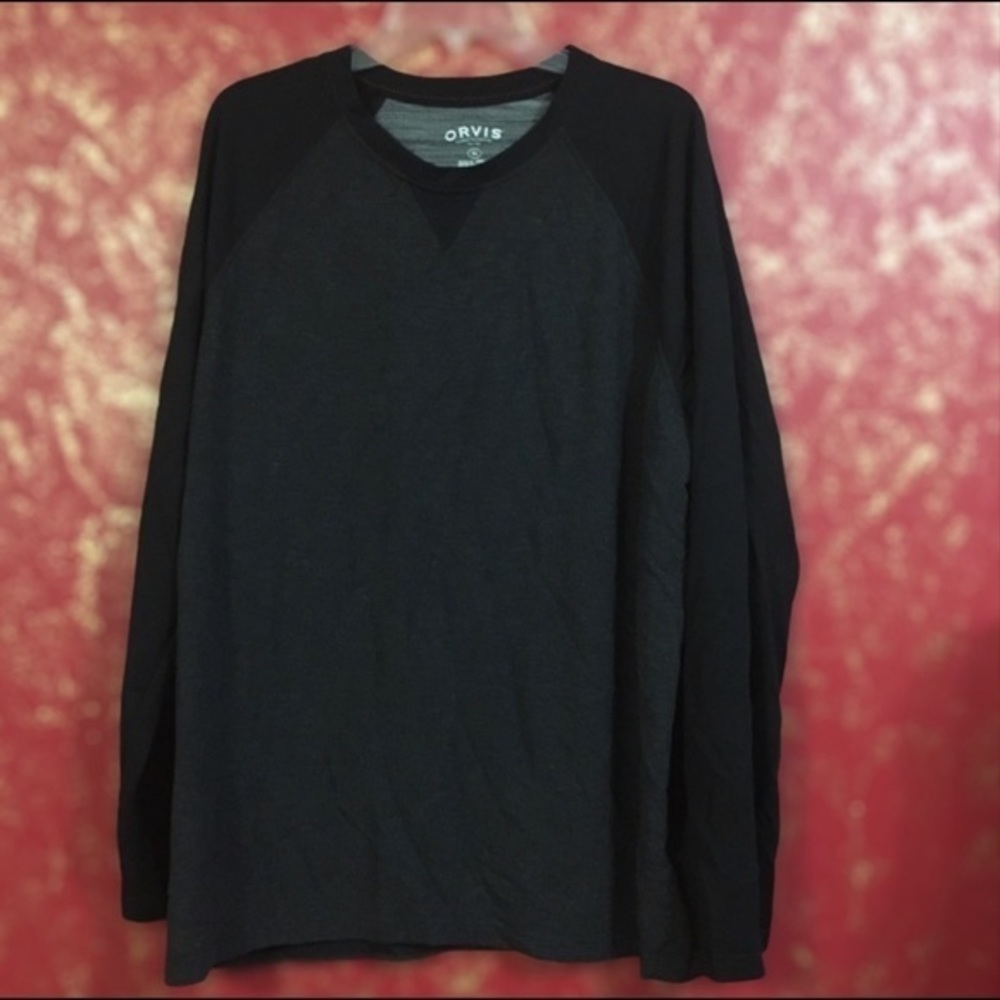ORVIS Men’s Pull Over Grey Black Long Sleeve Top Sweater Shirt XL